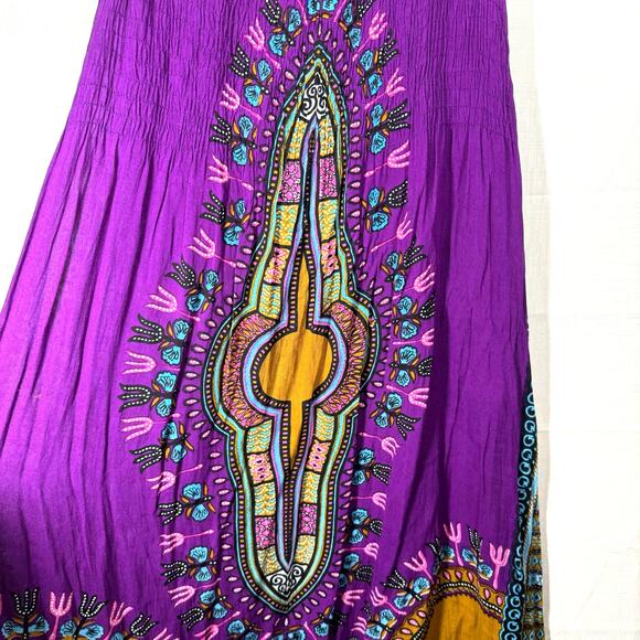 Boho Maxi Dress Purple Women's S Mumu Off the Shoulder Colorful Festival Hippie - Picture 4 of 11